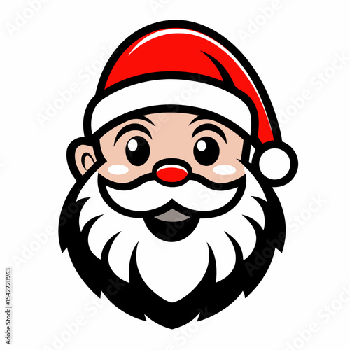 Cartoon illustration of santa claus face smiling with joy