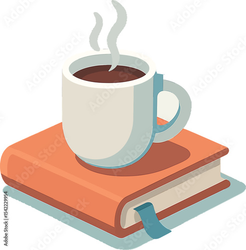 Warm cup of coffee resting on a cozy book during a quiet afternoon in a serene setting
