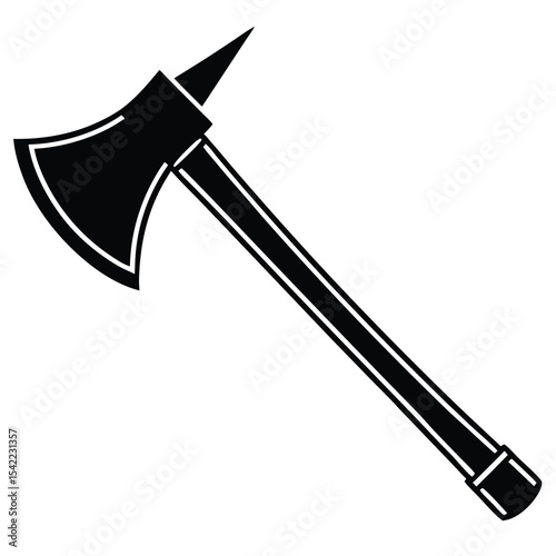 Stylized black and white axe with transparency suitable for various design projects