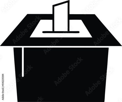 Hand voting ballot box icon, Election Vote concept silhouette