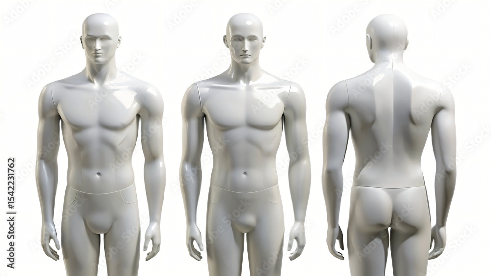 Obraz premium Male mannequin display front back and side views