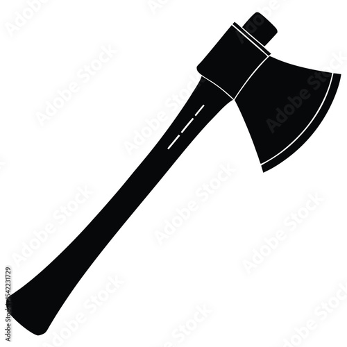 Vector illustration of a black axe isolated on white background for design