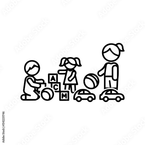 Kids play with blocks balls and toy cars