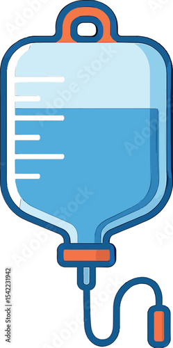 Intravenous fluid bag hanging in a clinical setting during a patient treatment session
