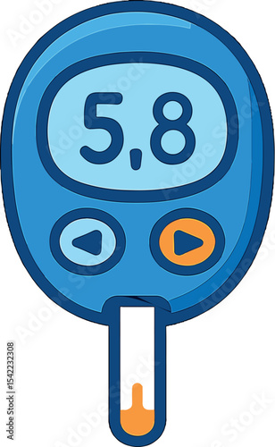 Blood glucose meter displays reading of 5.8 during health check at home in the early morning