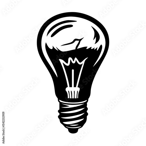 Lit Electric Light Bulb Illustration – Glowing Lamp Vector Isolated on White Background

