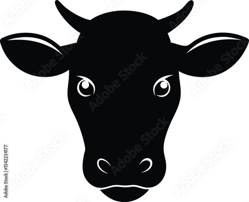 Cow head black silhouette vector,Cow head icon