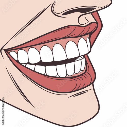Smiling female mouth with straight, white, perfectly aligned teeth