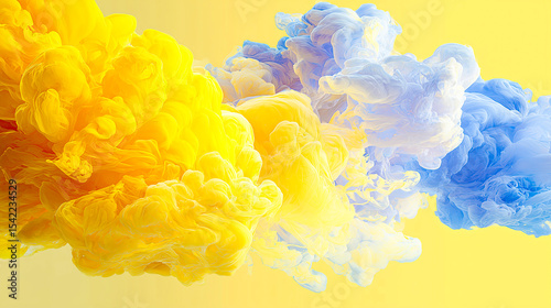 Yellow and blue smoke, simple and minimalist