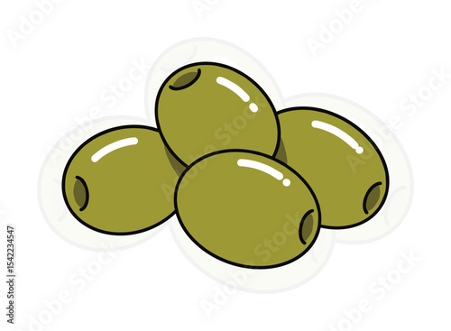 Green Olives Vector Illustration, Bartender Garnish for Cocktails