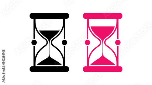 Hourglass Outline and Filled Vector Icons - Time Sandglass Symbol Set