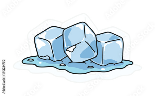 Ice Cubes Vector Illustration, clear refreshment for cocktails