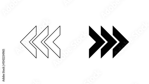 Triple arrow icons left and right direction indicators