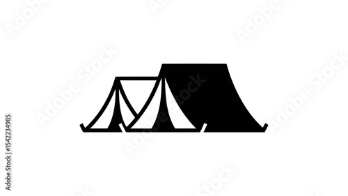 Camping Tent Outline and Solid Vector Icon - Outdoor Shelter Symbol