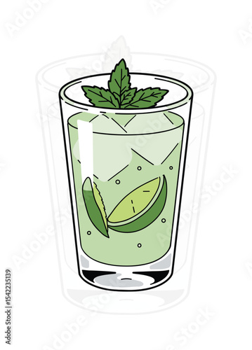 Mojito cocktail vector art, refreshing summer drink