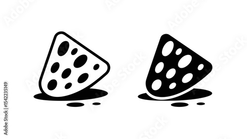 Abstract melted cheese slice icon in two variations