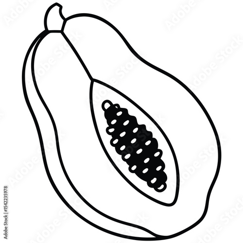 Half a papaya isolated on white background