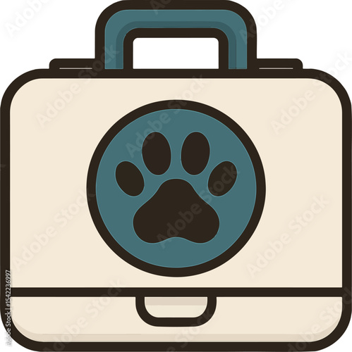 Cute veterinary bag designed with a paw print symbol, perfect for pet care and animal health professionals in a bustling clinic environment