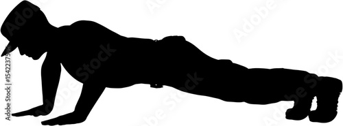 Soldier Push-Up Silhouette Vector – Military Fitness Clipart Design