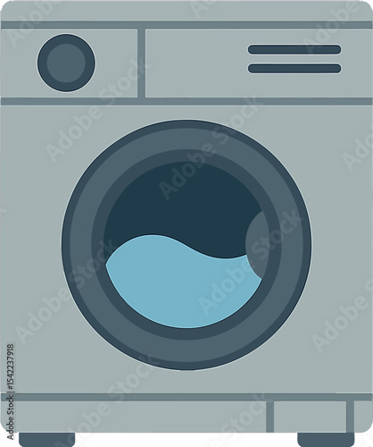 Modern washing machine in a laundry space, designed for efficient cleaning and convenience for daily household tasks