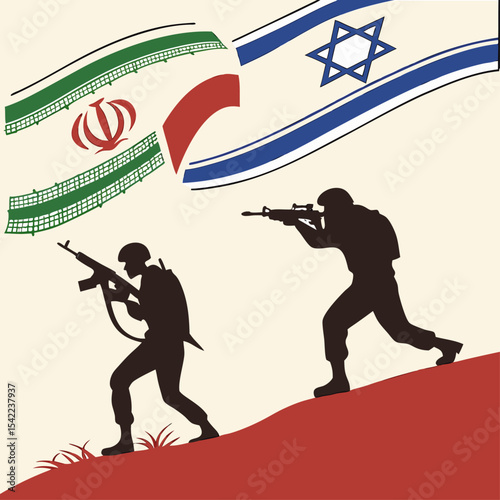 silhouette of a soldier iran and israel 