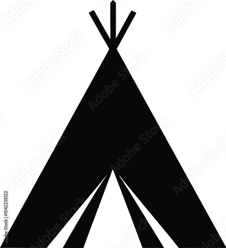teepee tent black silhouette vector illustration