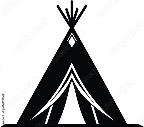 teepee tent black silhouette vector illustration