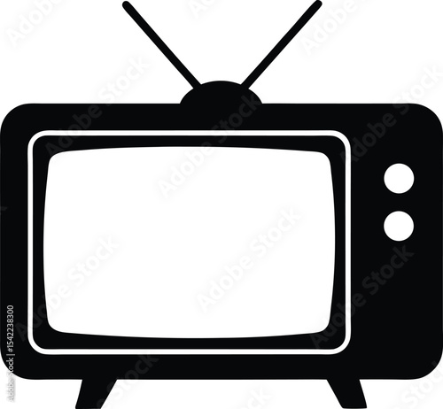 television silhouette vector, retro old tv icon 