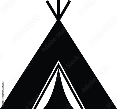 teepee tent black silhouette vector illustration