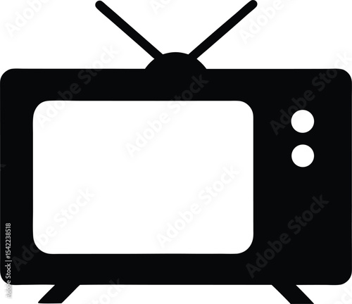 television silhouette vector, retro old tv icon 