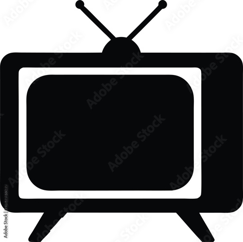 television silhouette vector, retro old tv icon 