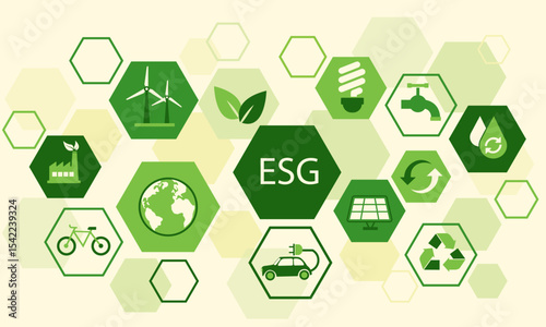 ecology environment esg icon sustainable development background. Environmental Social and Governance. save world concept. vector flat design.