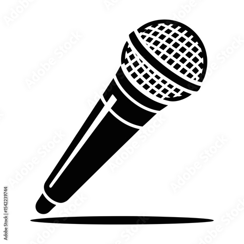 Microphone silhouette icon isolated on white background