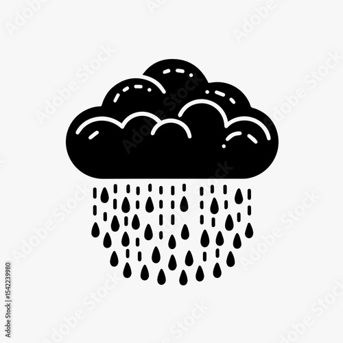 A black cloud with rain falling from it, a simple illustration.