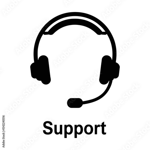 Headset support silhouette icon isolated on white background