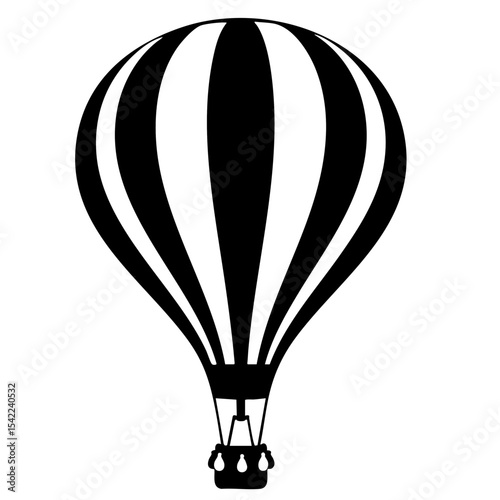 Black and White Hot Air Balloon Vector Illustration