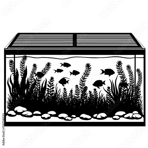 Aquarium Black SVG Vector Outline