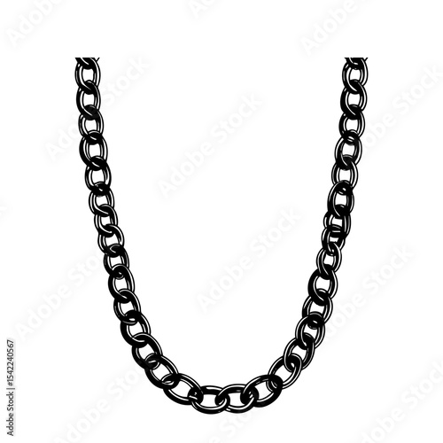 Black Chain Link Necklace SVG Vector Outline
