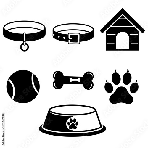 Dog Accessories Black SVG Vector Outline