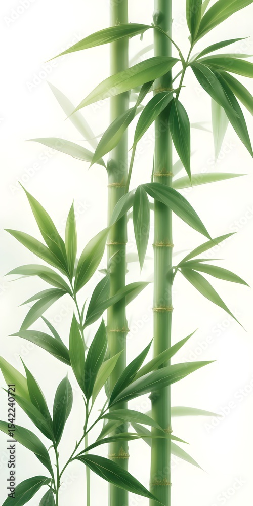 Obraz premium Gentle Bamboo Leaves Illustration, A Calming And Peaceful Natural Texture, Perfect For Backgrounds And Designs. Fresh Green Tones Provide A Relaxing And Organic Feeling.