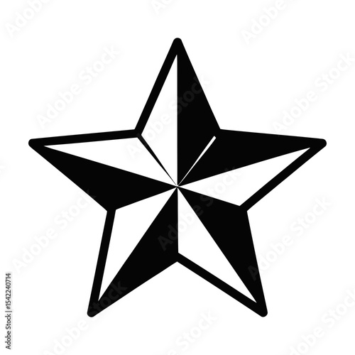 Five pointed star silhouette isolated on white background