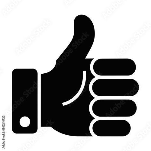 Thumbs up hand gesture silhouette isolated on white background