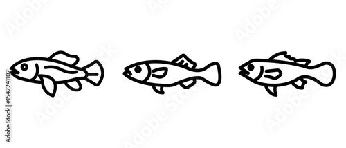 goby outline or line icon design bundle.