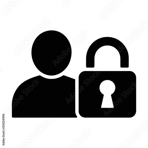 User account security lock silhouette isolated on white background