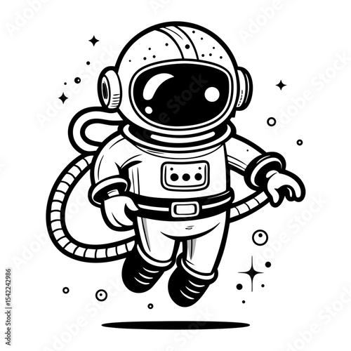 astronaut mascot in a vintage style space suit