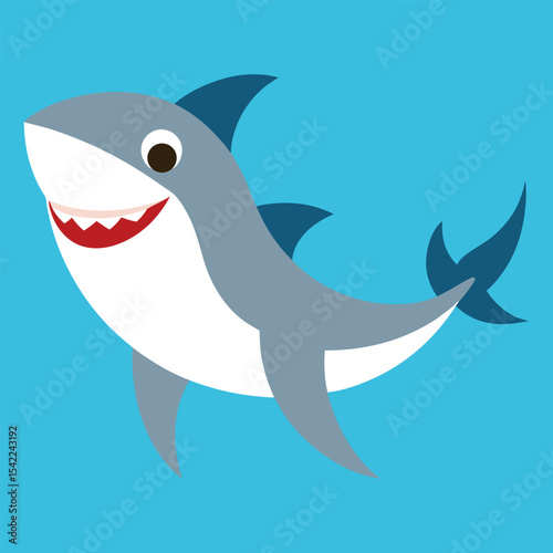 Colorful Cartoon Shark Illustration Cute Ocean Animal Vector Art silhouette,  Cartoon Shark vector silhouette, Clipart design
