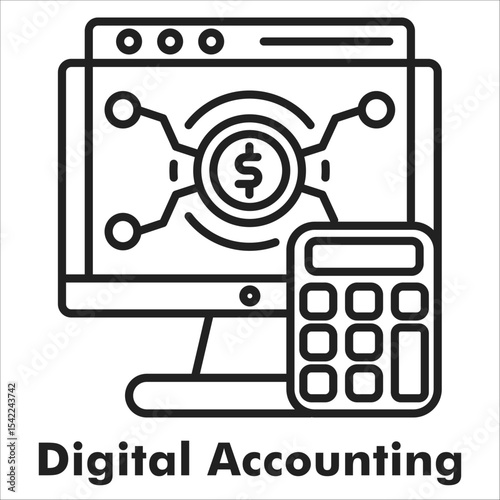 Digital Accounting Outline Icon