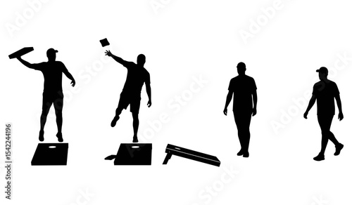 A Group of People Throwing Beanbags and Walking Around Boards, Highlighting the Fun of This Outdoor Game