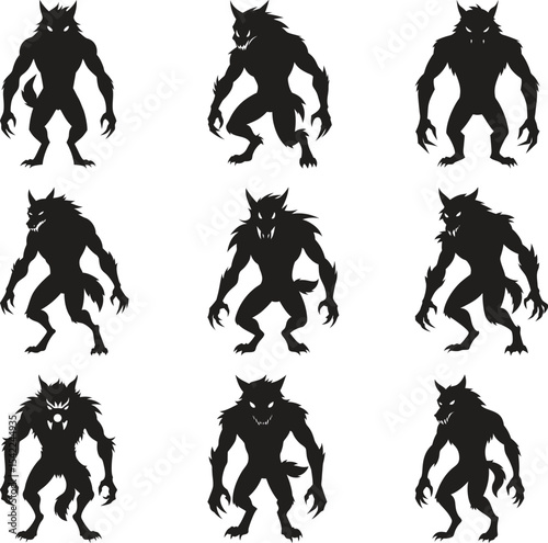 Werewolf silhouette vector style with white background