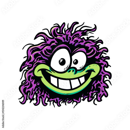 Wicked old witch face on white background, cartoon witch